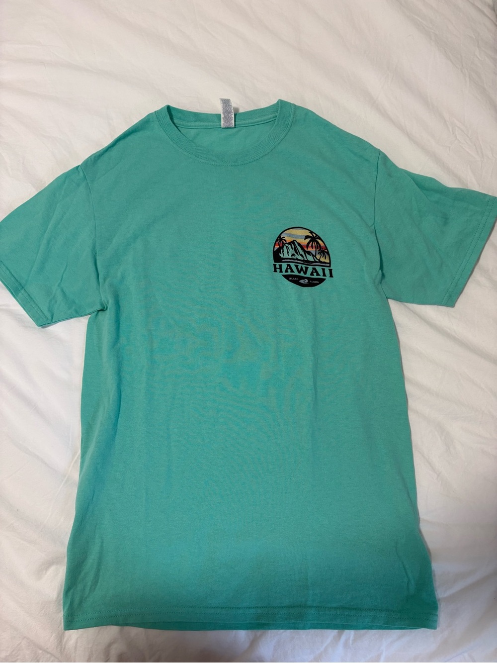 Jerzees Teal Hawaii Graphic Crew Neck Tee
